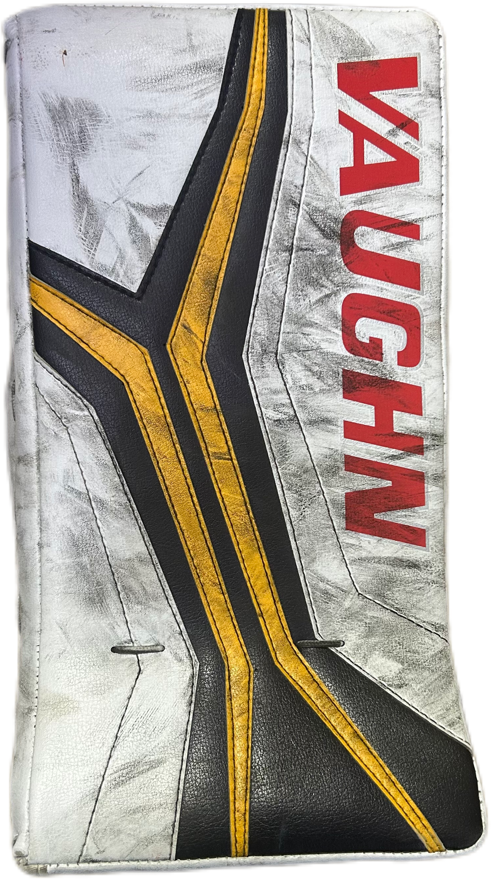 Vaughn Velocity V10 - Bloqueur de gardien de but Pro Stock d'occasion (blanc/bleu marine/jaune)